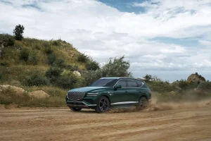 The elegant exterior profile of the 2027 Genesis GV80 Hybrid luxury SUV