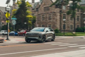 A side profile of the Lucid Gravity electric luxury SUV