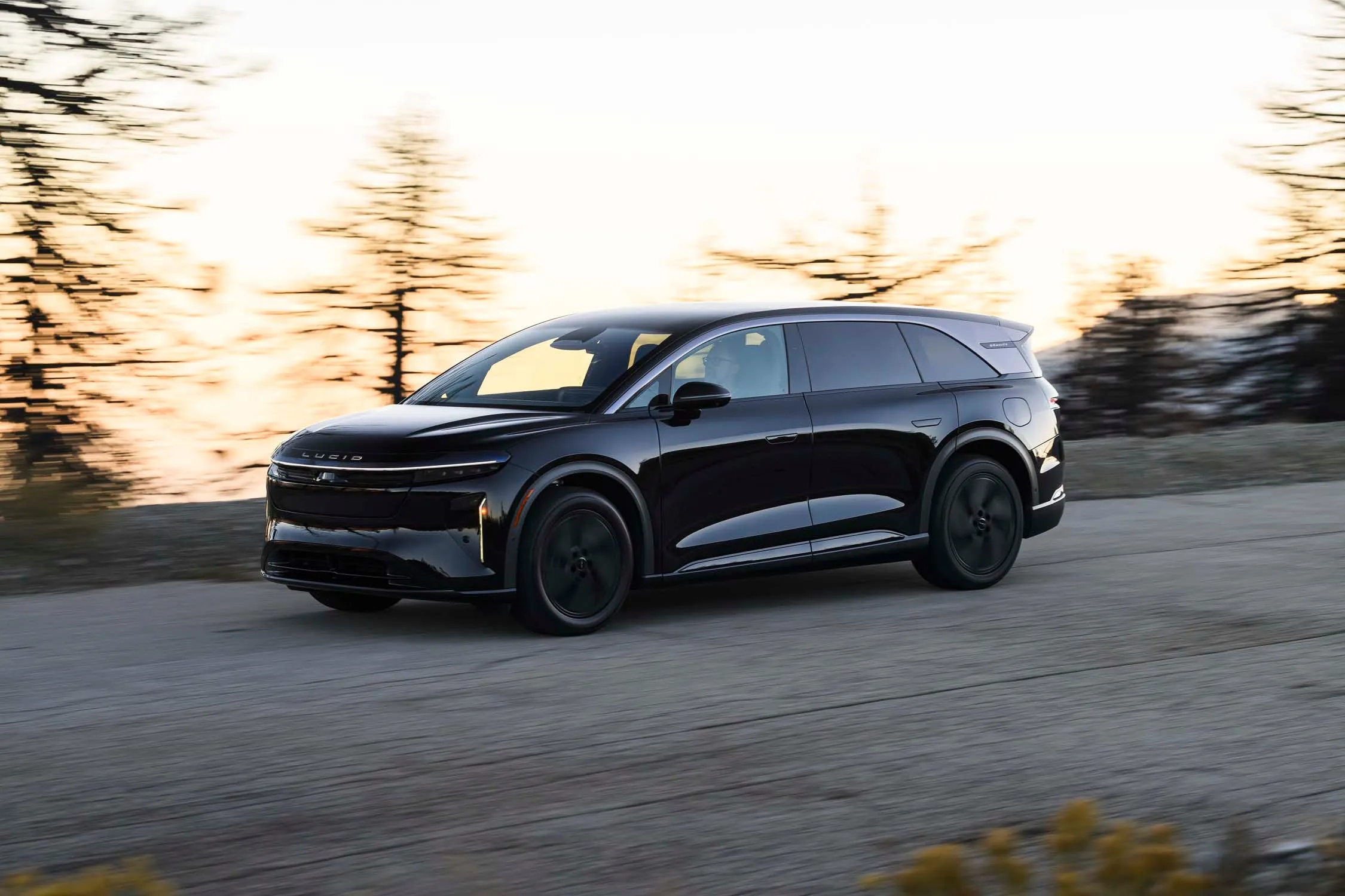 A side profile of the Lucid Gravity electric luxury SUV