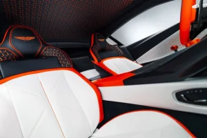 Interior cabin view of the 2027 Aston Martin Valen showcasing custom trim and seating