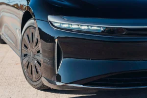 A Lucid Air luxury electric sedan parked outdoors during the day