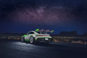 A sleek Porsche sports car on a racetrack