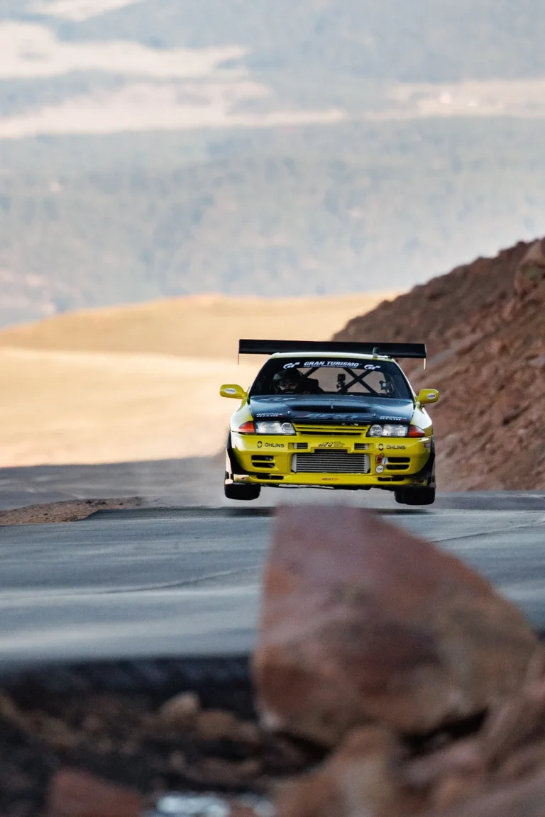 Romain Dumas driving the Ford Super Mustang Mach-E EV at Pikes Peak