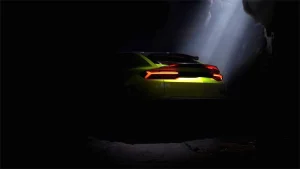 Teaser image of the rear wing on the new Lamborghini Urus variant