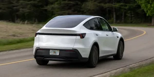 The new entry-level Tesla Model Y on the road