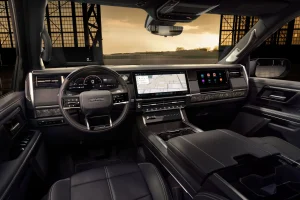 The premium interior dashboard of the redesigned 2027 GMC Sierra 1500 pickup truck