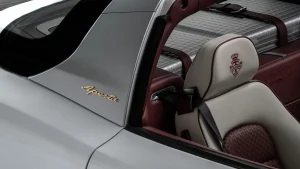 The Touring Superleggera Veloce12 Aperta showcasing its targa top and bespoke design details