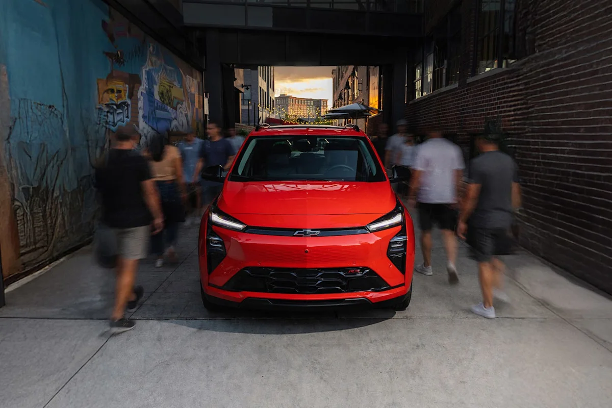2027 Chevrolet Bolt EV driving on open road