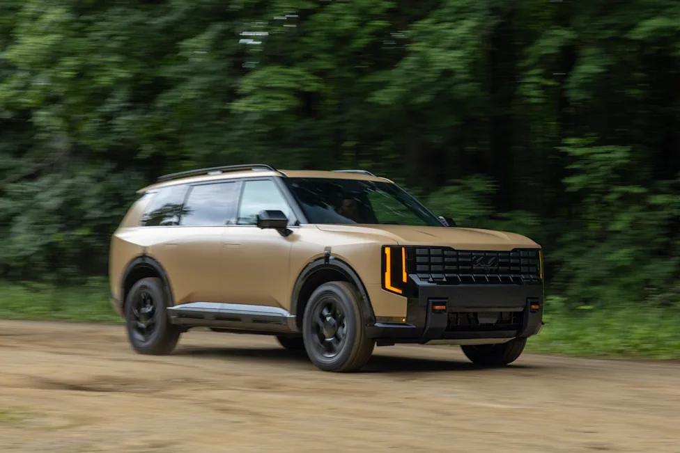 Exterior front view of the 2027 Kia Telluride X-Pro in Terrain Brown Matte