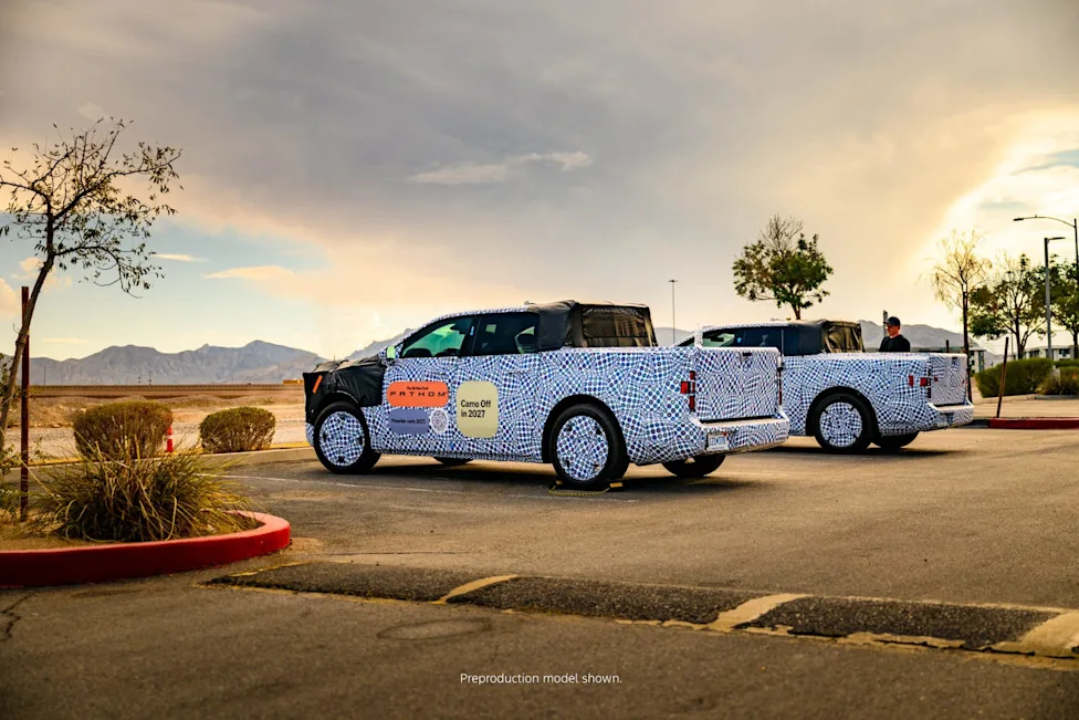Ford Fathom electric truck prototype undergoing hot weather testing in Las Vegas