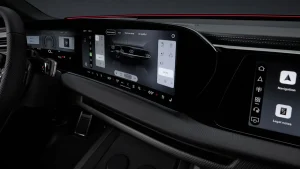 Interior cabin layout of the 2027 Audi SQ9 showing displays and dashboard details