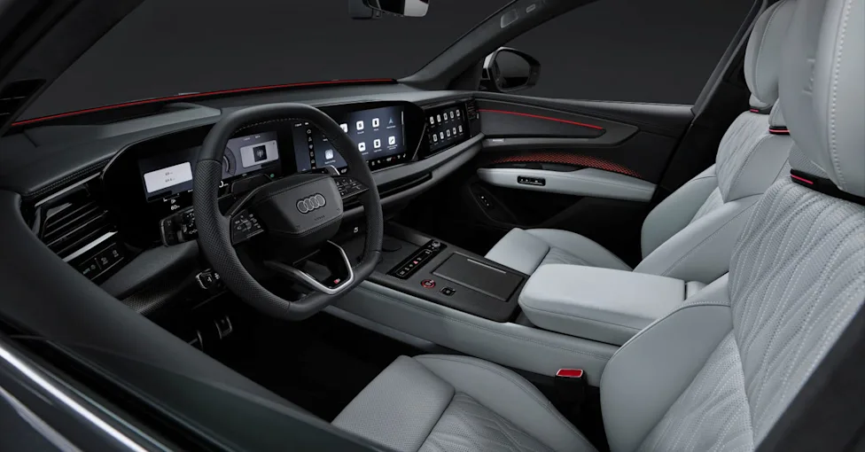 Interior cabin layout of the 2027 Audi SQ9 showing displays and dashboard details