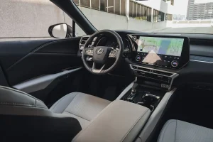 Interior layout and dashboard of the 2026 Lexus RX350h F Sport
