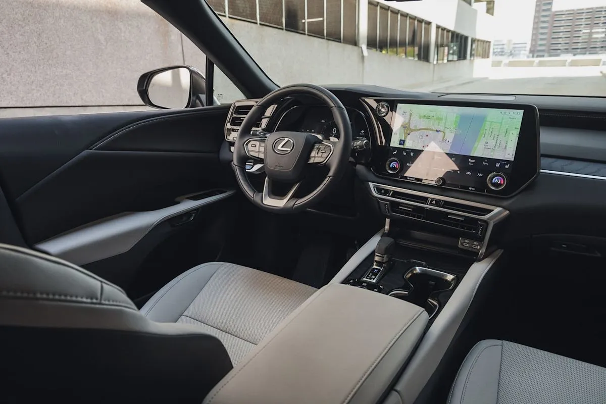 Interior layout and dashboard of the 2026 Lexus RX350h F Sport