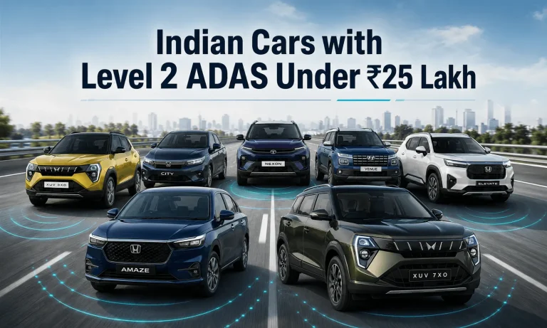 Modern cars featuring Level 2 ADAS technology on Indian highways