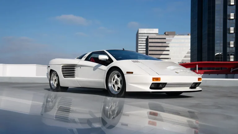 The rare Cizeta-Moroder V16T prototype supercar showing its distinctive wedge-shaped styling and extreme proportions