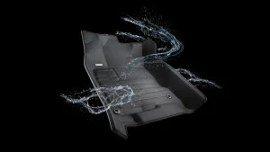 TuxMat custom-fit premium floor mats installed in a vehicle cabin