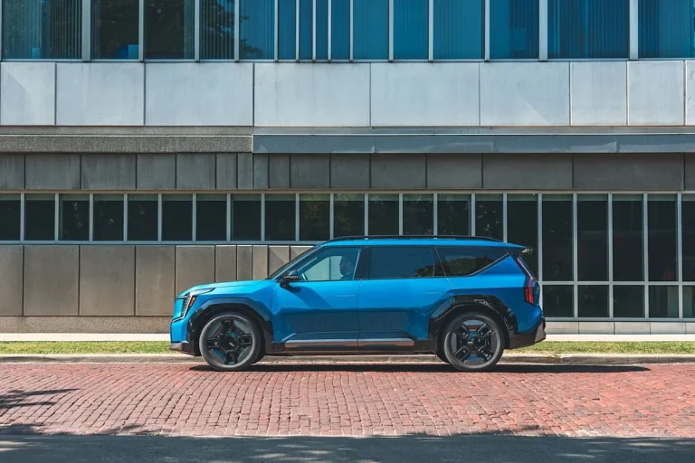 An electric Kia EV9 SUV parked outdoors