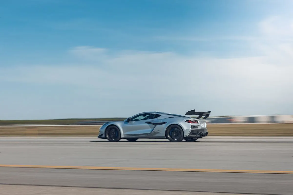 Chevrolet Corvette ZR1X performing a high-speed acceleration and braking test