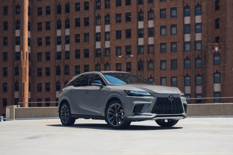 Exterior view of the 2026 Lexus RX350h F Sport hybrid SUV