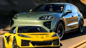 Porsche Cayenne Turbo Electric undergoing high-speed track testing