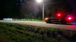 Scene of a severe car crash in Beaumont where a vehicle struck a tree