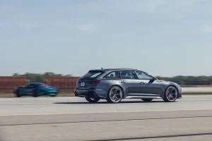 The front and side profile of the fast Audi RS6 Avant wagon