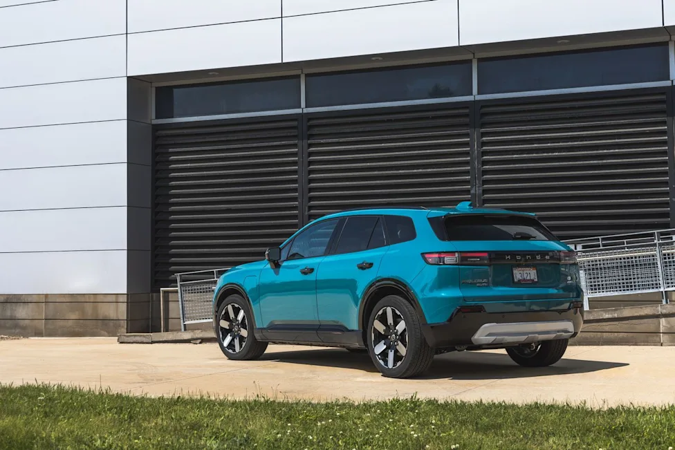 The Honda Prologue electric SUV parked on a dealership lot before its discontinuation.